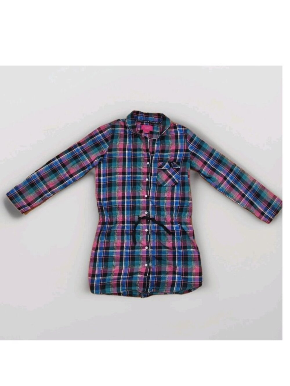 Victoria's Secret Multicolor Plaid Button Long Sleeve Tie Waist Sleep Shirt Sz S